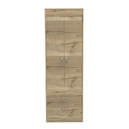 Lisboa Armoire, Rod, Double Door, Two Drawers, Metal Handles