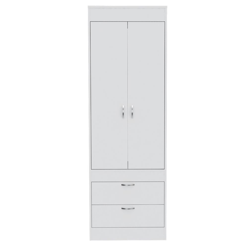 Simone Armoire, Rod, Double Door, Two Drawers, Metal Handles