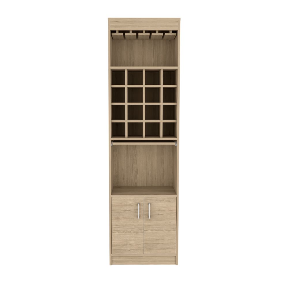 Beijing Kava Bar Cabinet, Double Door, Two Shelves, Sixteen Wine Cubbies