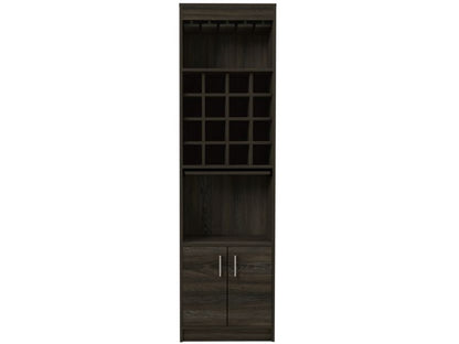 Kava Bar Cabinet, One Extendable Shelf, Sixteen Wine Cubbies, One Shelf