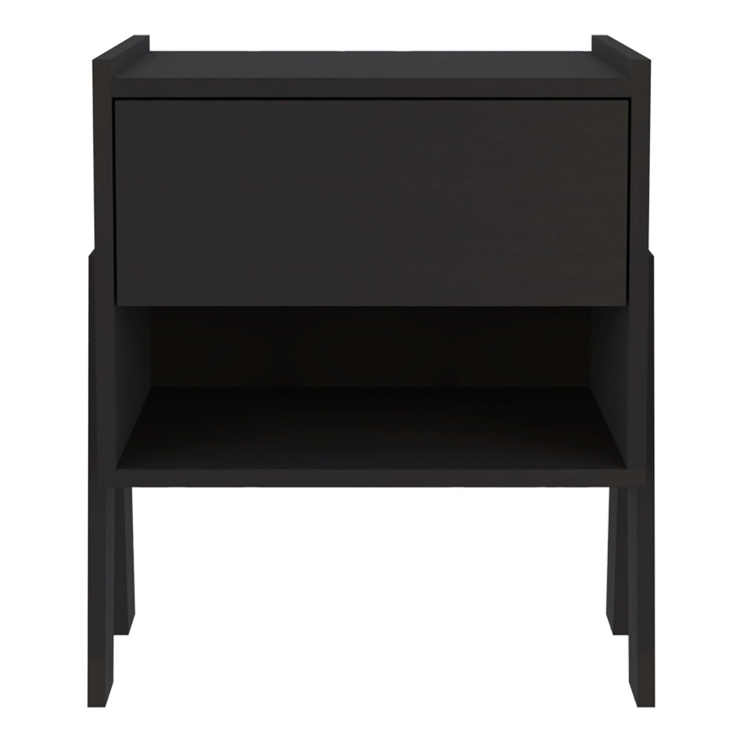 Joy Nightstand, Four Legs, Open Shelf, One Drawer