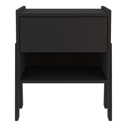 Joy Nightstand, Four Legs, Open Shelf, One Drawer