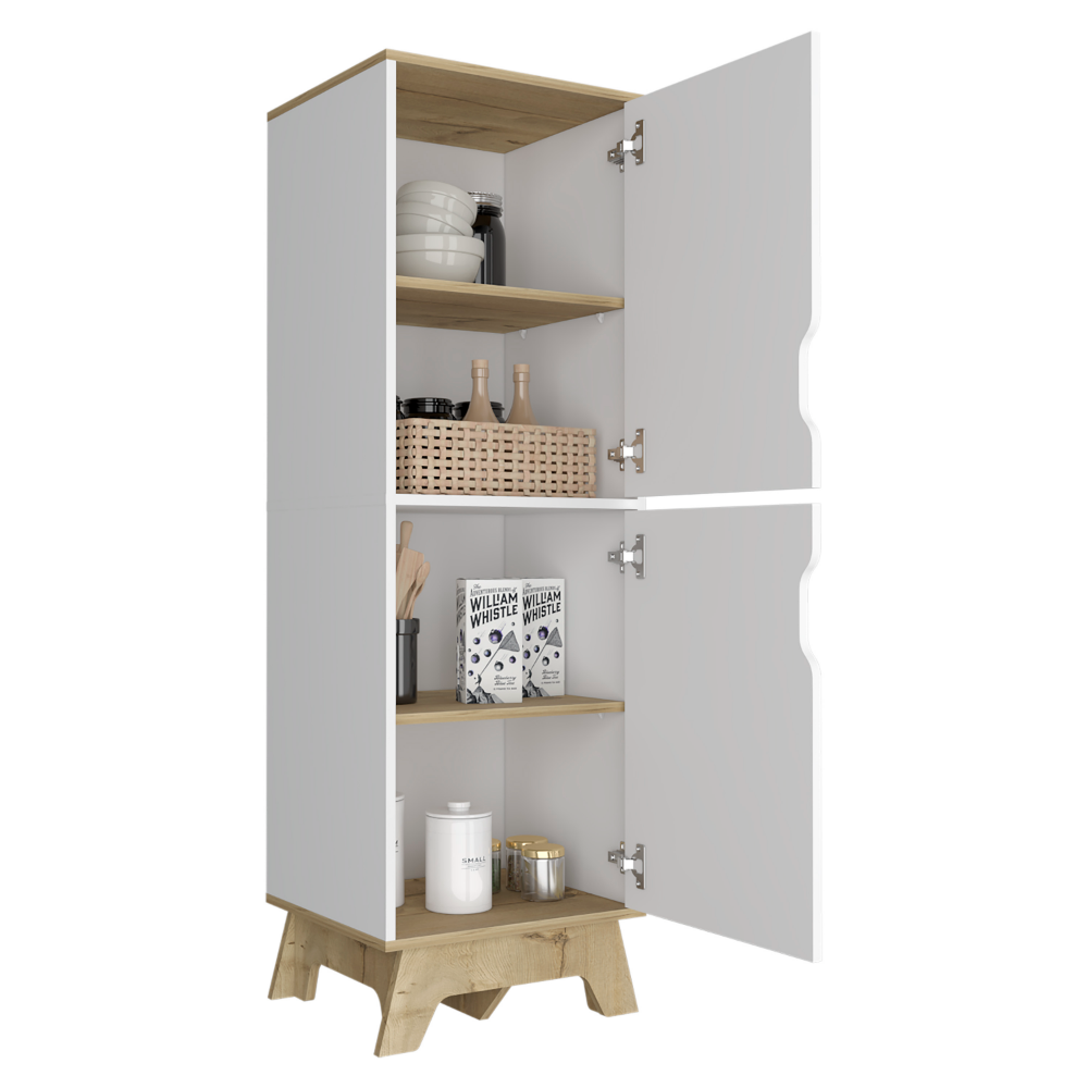 Pamplona Single Kitchen Pantry, Four Shelves, Two Doors