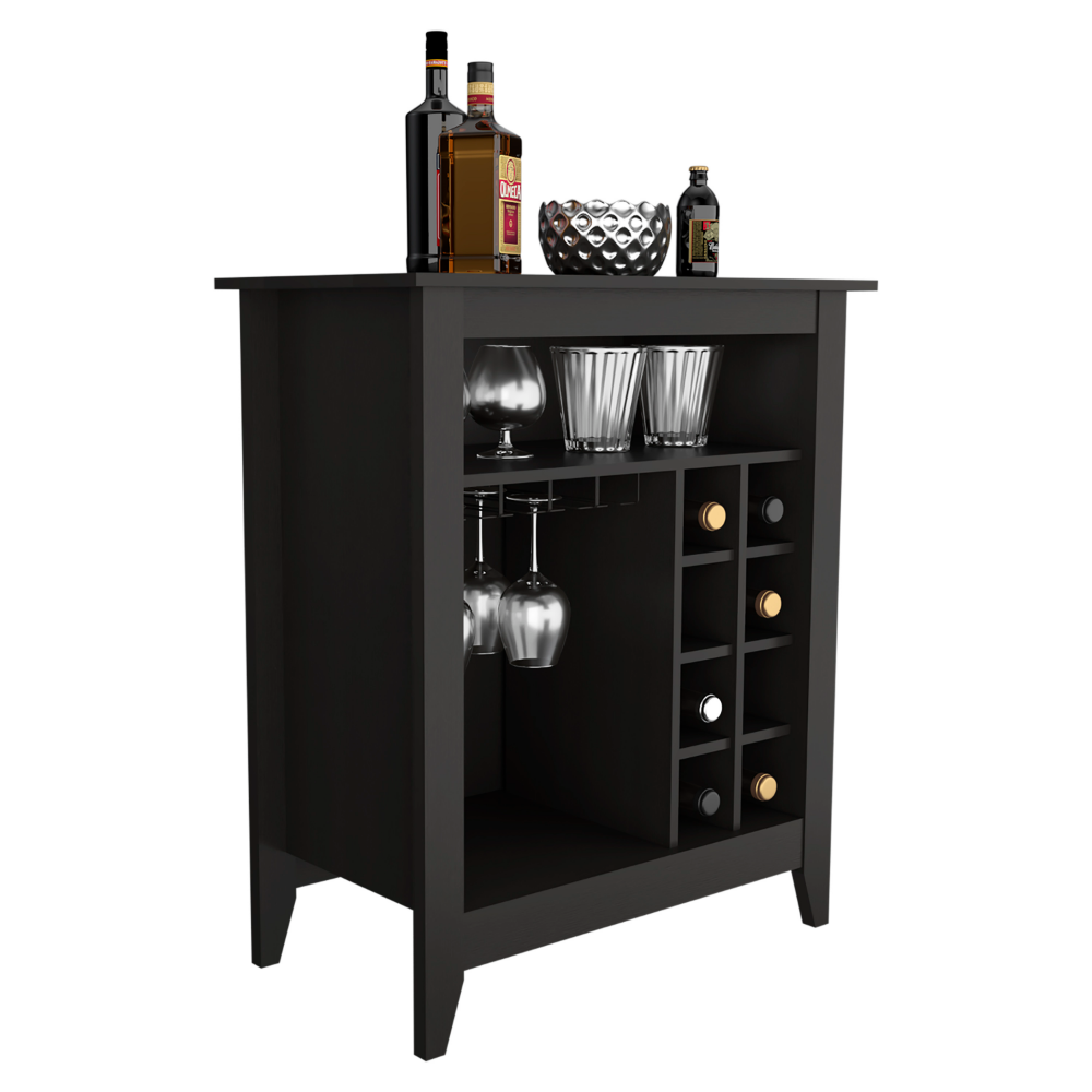 Essential Bar Cabinet, One Open Shelf, Six Wine Cubbies, One Drawer