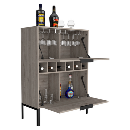 Lyrata Bar Cabinet, Six Wine Cubbies, Double Door