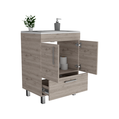 Velloc Single Bathroom Vanity, Double Door Cabinet, One Drawer