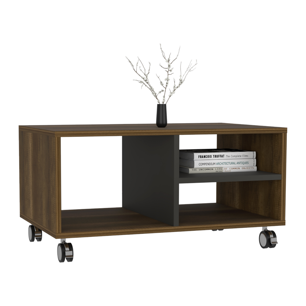 Classic Coffee Table, Three Shelves, Four Casters