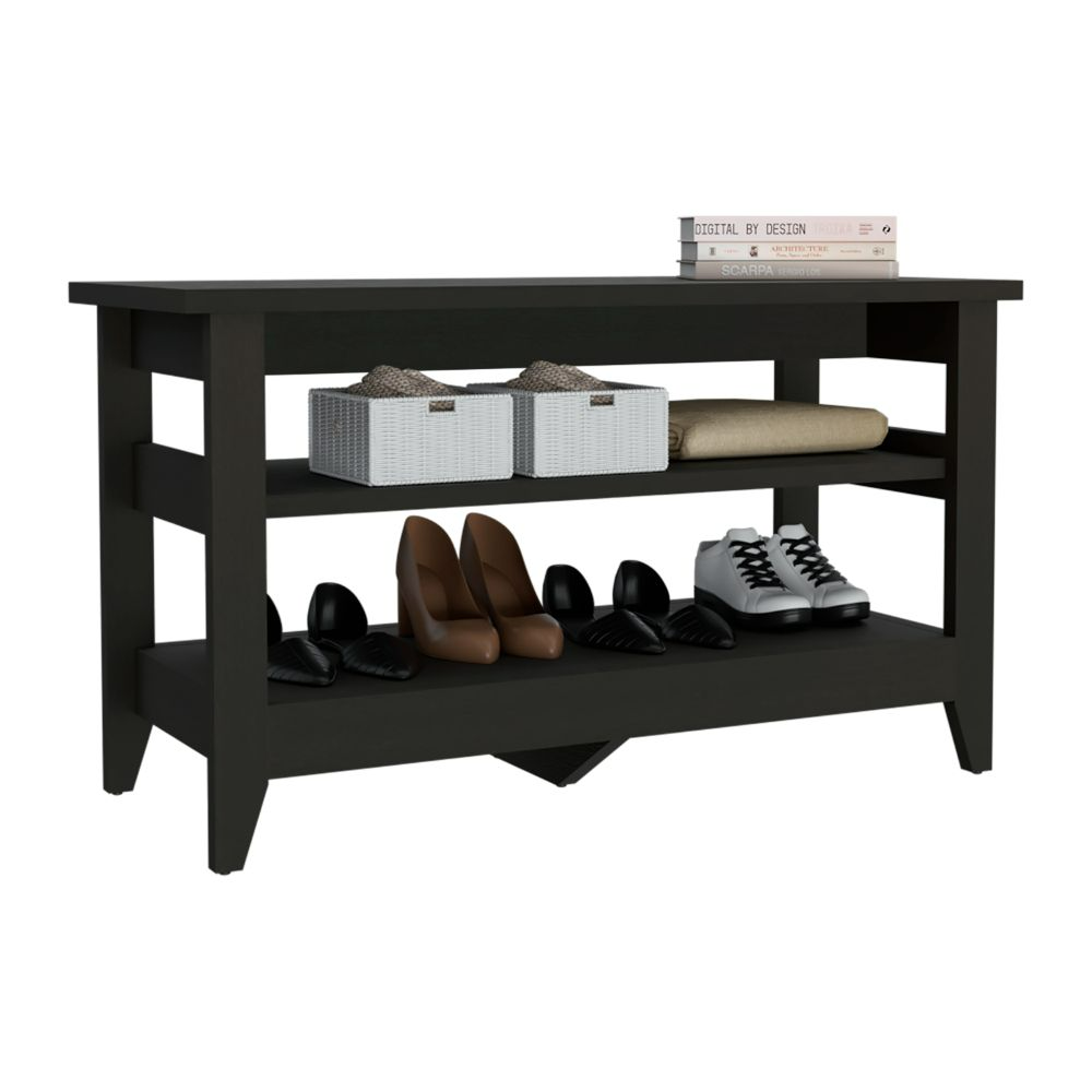 Misuri Storage Bench, Four Legs, Two Open Shelves