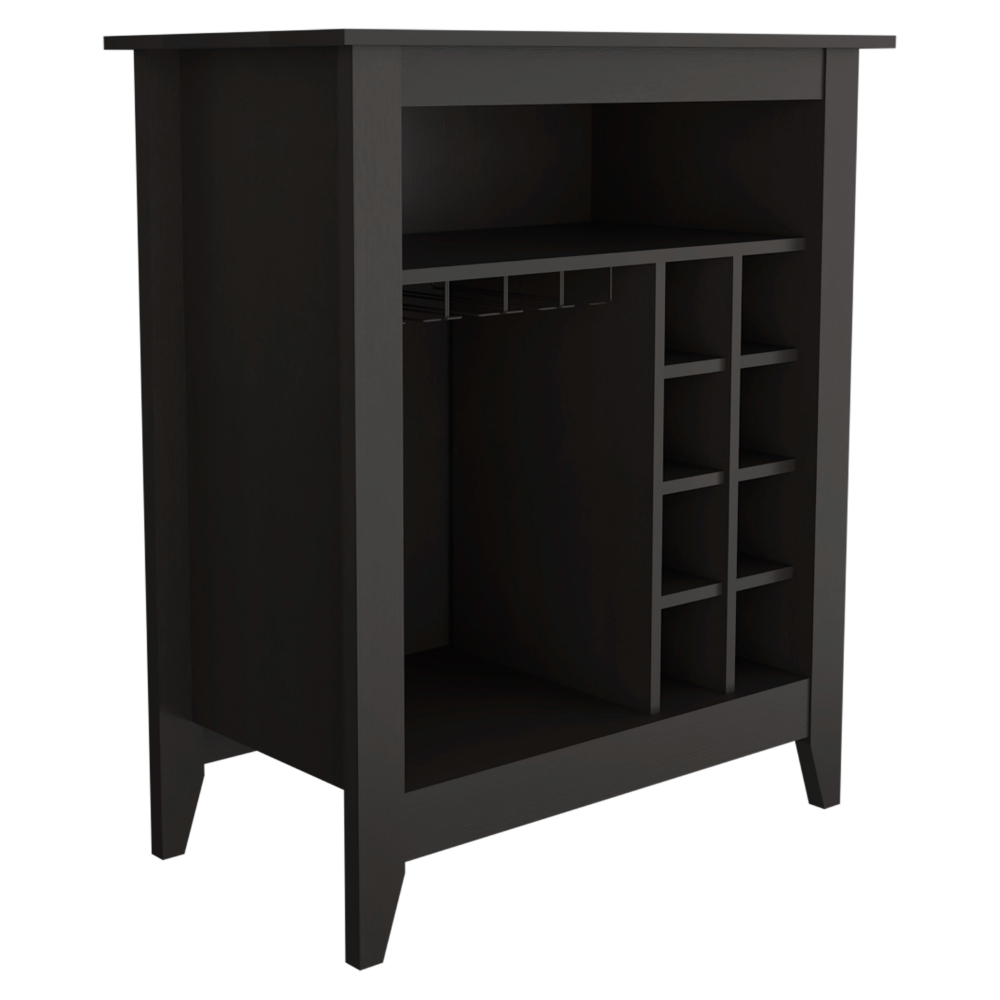 Essential Bar Cabinet, One Open Shelf, Six Wine Cubbies, One Drawer