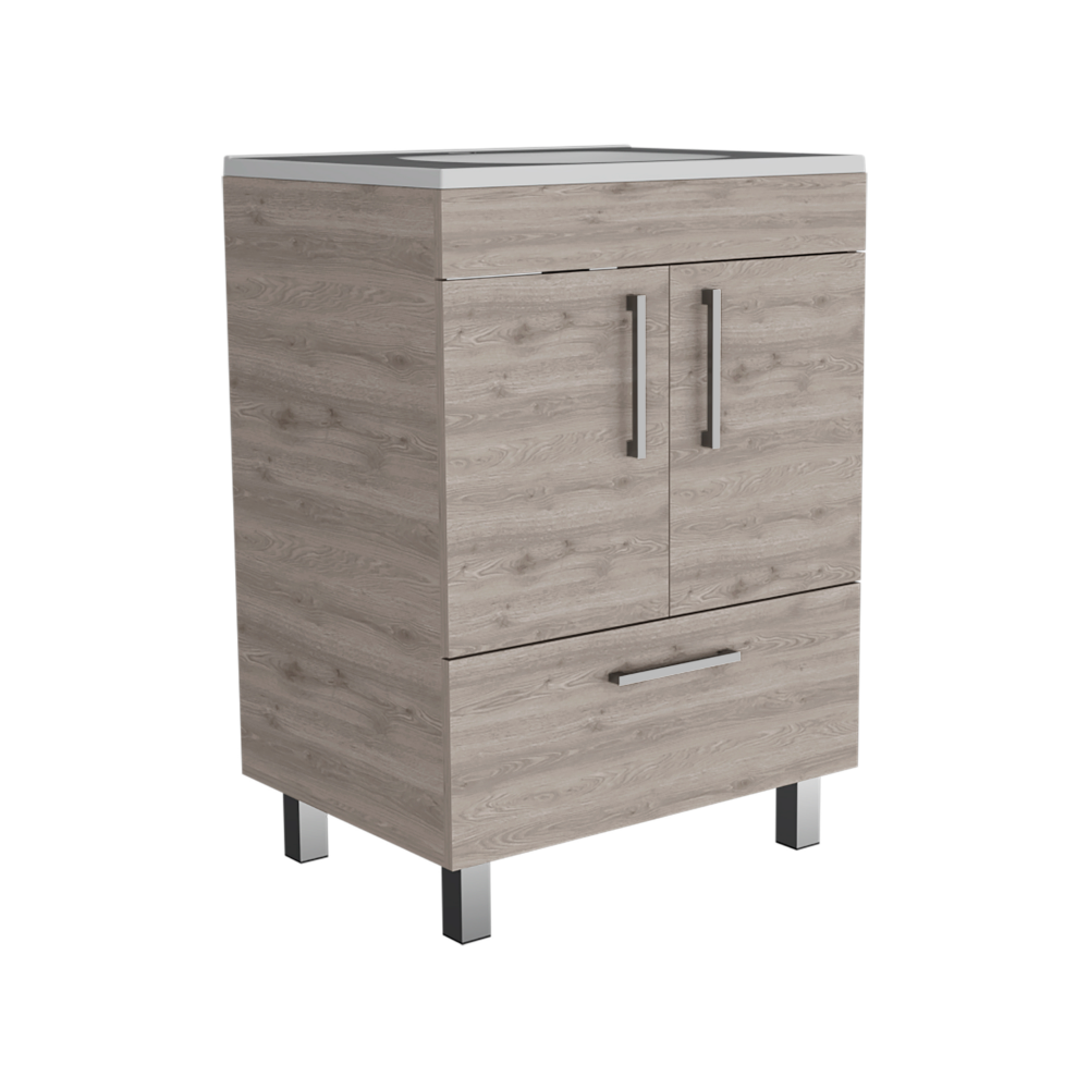 Velloc Single Bathroom Vanity, Double Door Cabinet, One Drawer