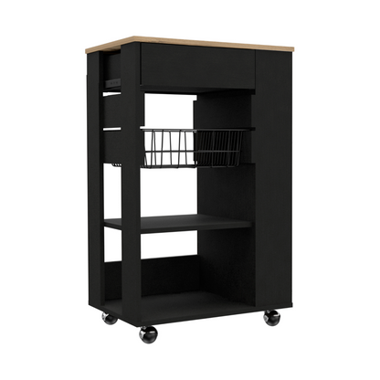 Blosson Kitchen Cart,  One Drawer, Two Open Shelves, Four Casters