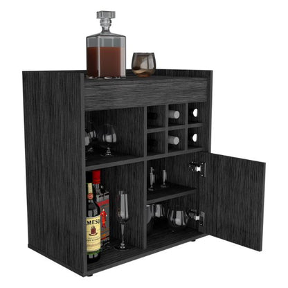 Lyon Bar Cabinet, Six Cubbies, Cabinet With Divisions, Two Concealed Shelves