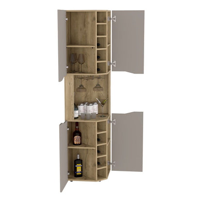 Obregon Corner Bar Cabinet, Ten Wine Cubbies, Single Door