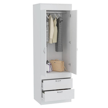 Simone Armoire, Rod, Double Door, Two Drawers, Metal Handles