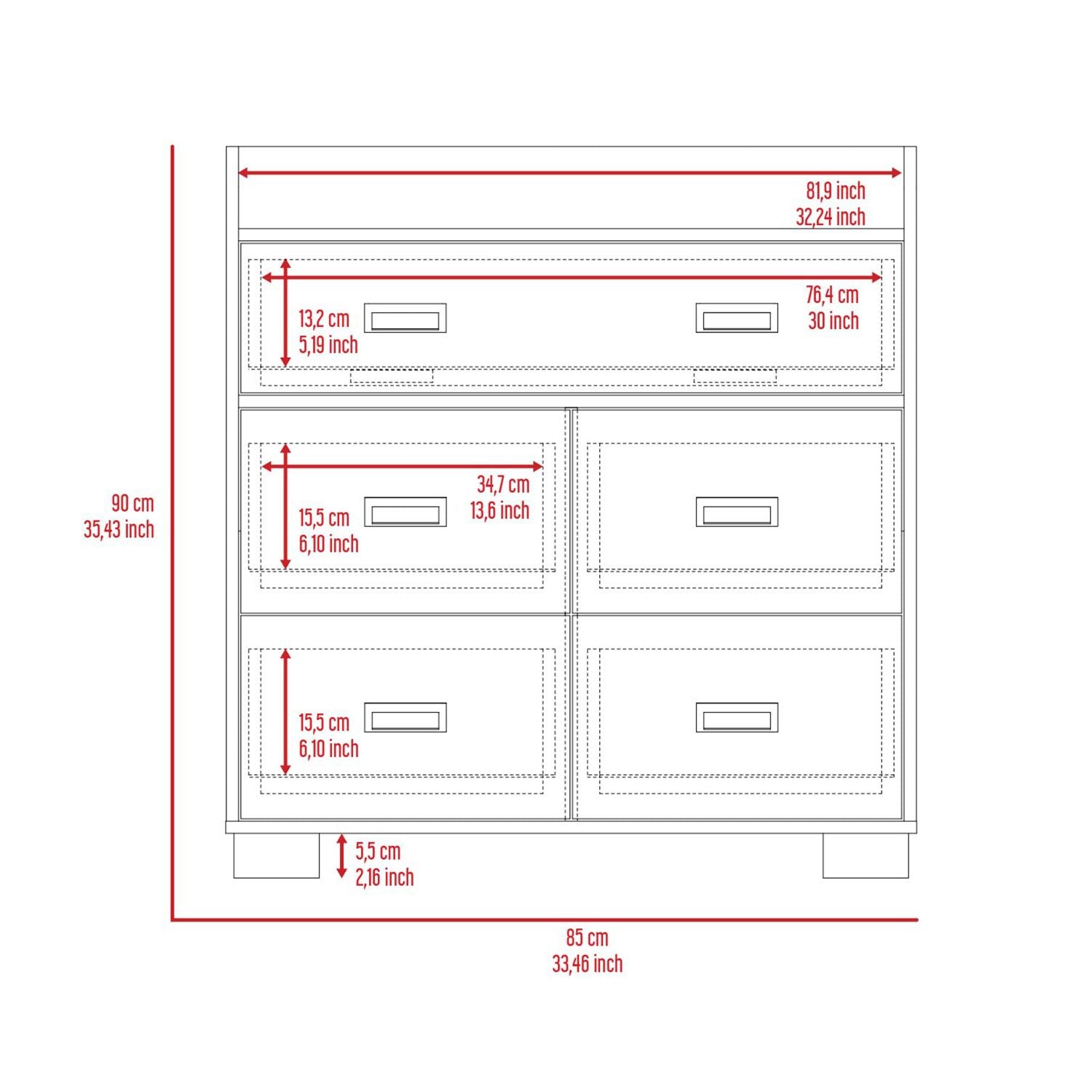 Alyn Dresser, Four Drawers, One Double Drawer, Superior Top Alyn Dresser, Four Drawers, One Double Drawer, Superior Top
