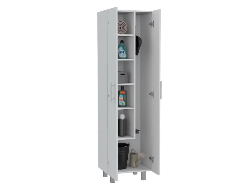 Nala Cleaning Cabinet, Double Door Cabinet, Four Legs, Five Shelves