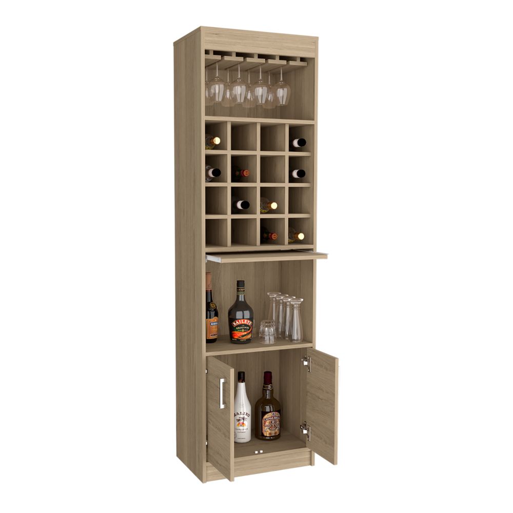 Beijing Kava Bar Cabinet, Double Door, Two Shelves, Sixteen Wine Cubbies