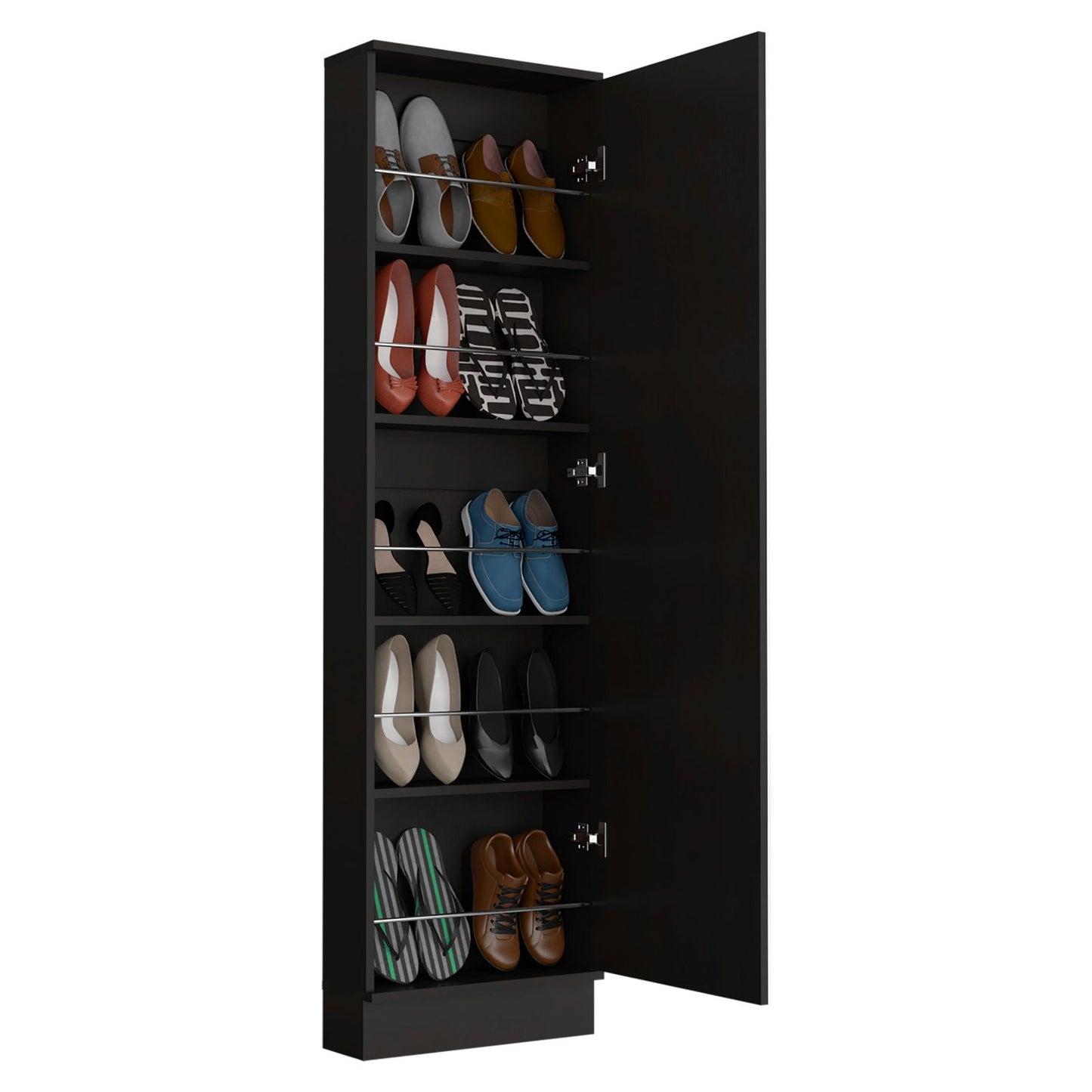 Leto Xl Shoe Rack, Mirror, Five Interior Shelves, Single Door Cabinet