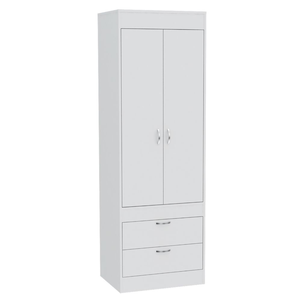 Simone Armoire, Rod, Double Door, Two Drawers, Metal Handles