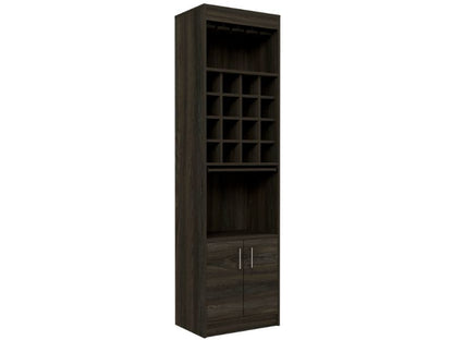 Kava Bar Cabinet, One Extendable Shelf, Sixteen Wine Cubbies, One Shelf