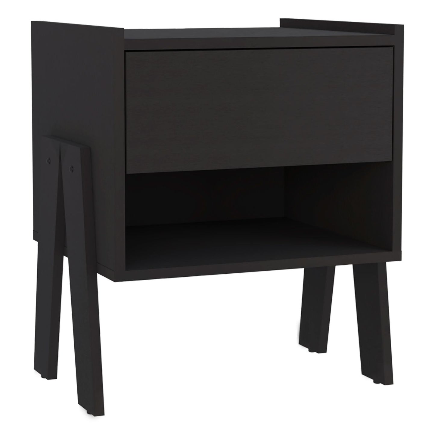 Joy Nightstand, Four Legs, Open Shelf, One Drawer