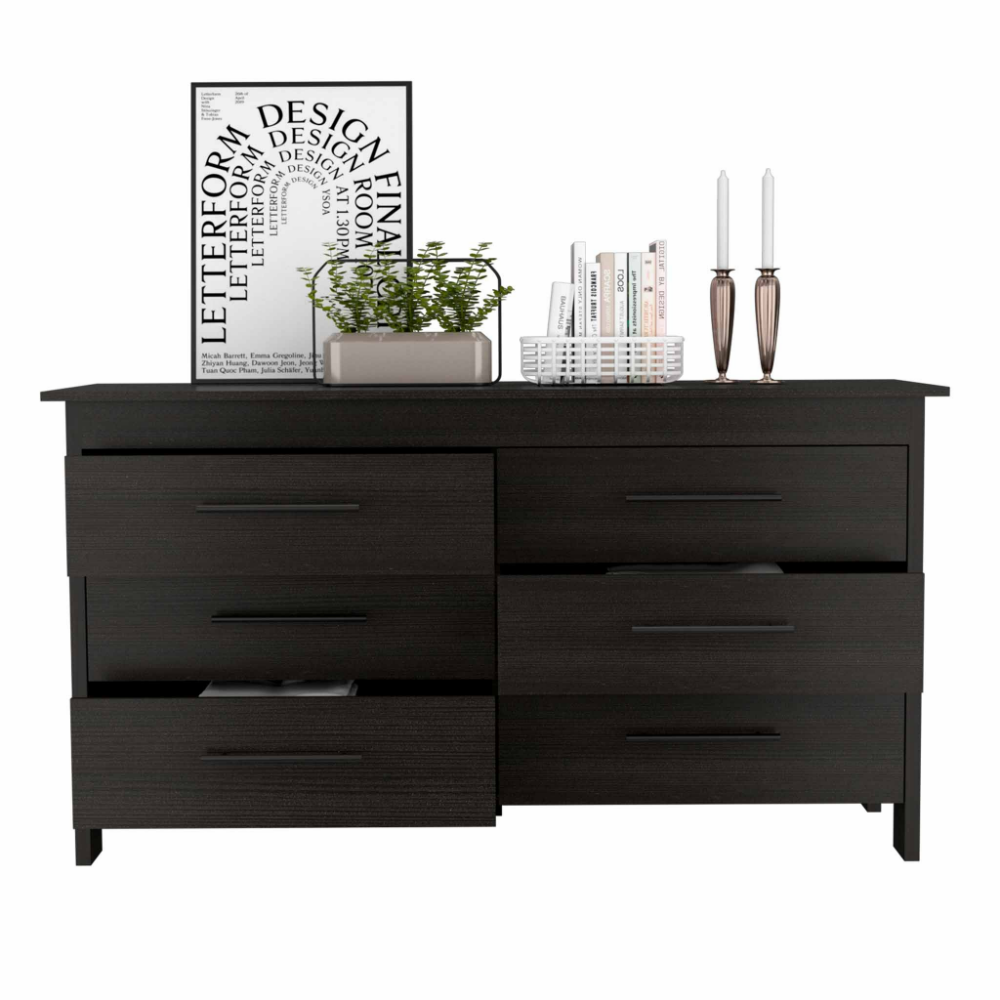 Hms 6 Drawer Double Dresser, Four Legs, Superior Top