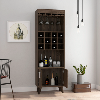 Oslo Bar Cabinet, Twelve Wine Cubbies, Double Door Cabinet, Two Shelves