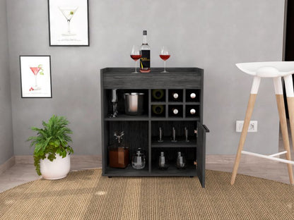 Lyon Bar Cabinet, Six Cubbies, Cabinet With Divisions, Two Concealed Shelves