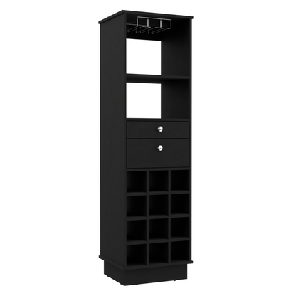 Martini Bar Cabinet, Two Drawers, Twelve Wine Cubbies