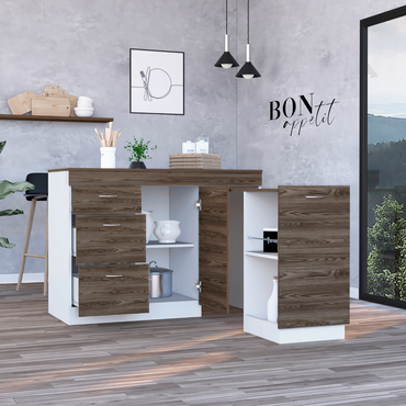 Grecia Kitchen Base Cabinet,Three Drawers, Two Internal Shelves