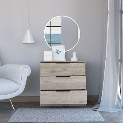 TUHOME Kaia 3 Drawers Dresser, Superior Top, Light Gray, CLZ6591 TUHOME Kaia 3 Drawers Dresser, Superior Top, Light Gray, CLZ6591