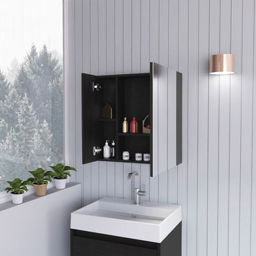 Sines Mirror Medicine Cabinet, With Four Internal Shelves, Double Door, Minimalist Bathroom Storage