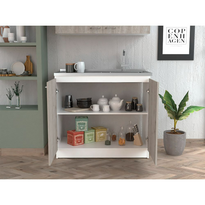 Napoles Freestanding Sink, Two Shelves, Double Door Cabinet