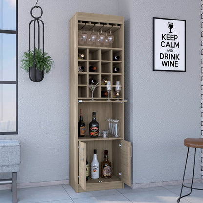 Beijing Kava Bar Cabinet, Double Door, Two Shelves, Sixteen Wine Cubbies