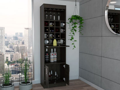 Kava Bar Cabinet, One Extendable Shelf, Sixteen Wine Cubbies, One Shelf