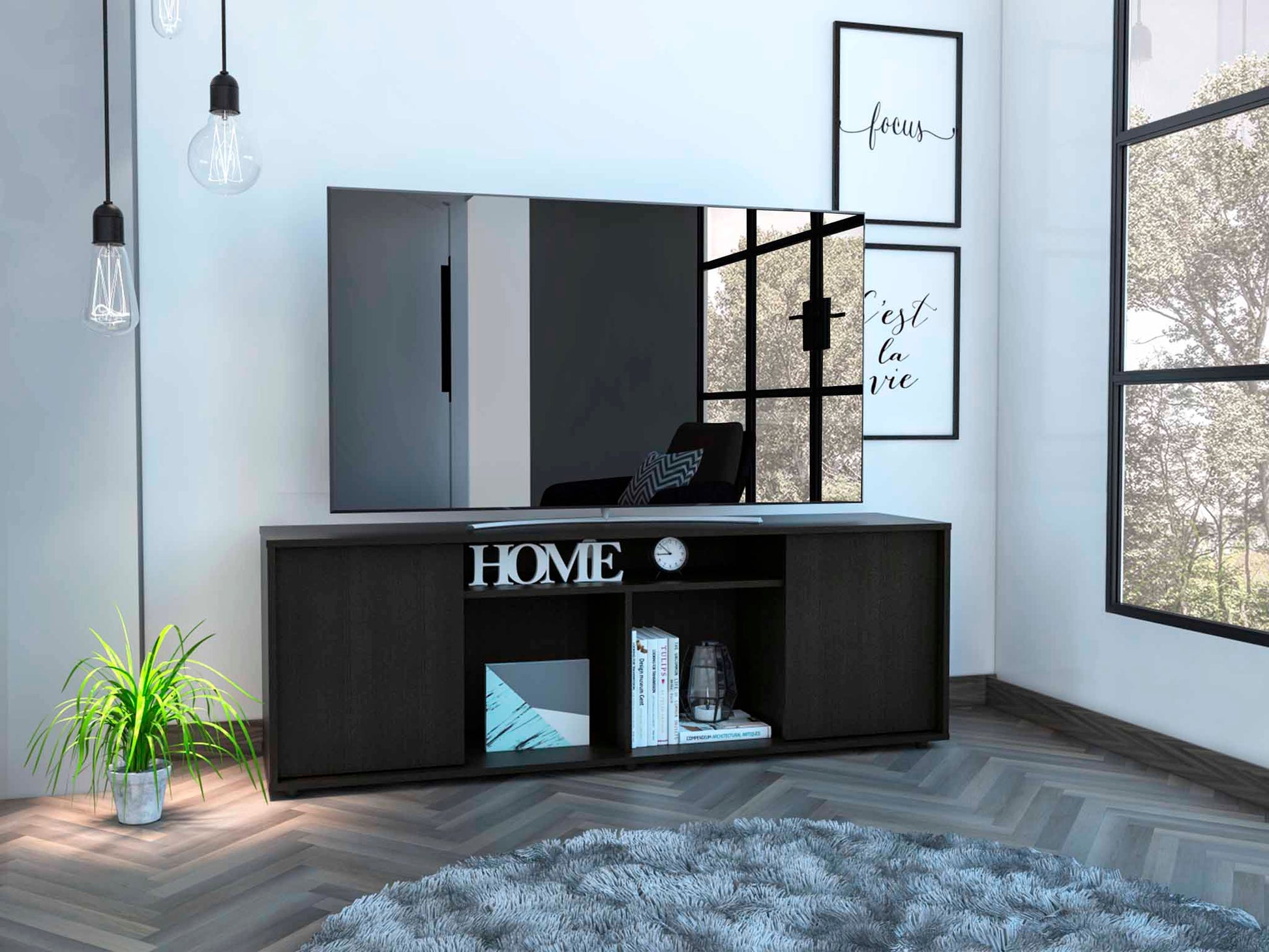 Black Prana TV Stand TuHome