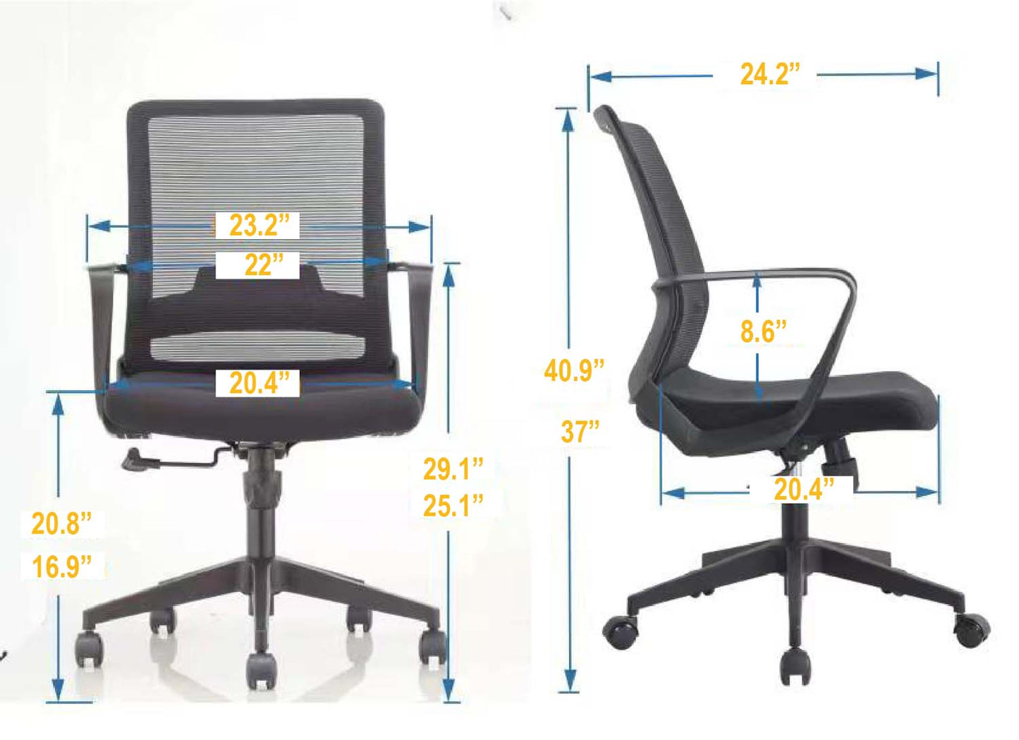 Alpha Office Chair, Fabric Seat, Fixed Armrest, Class Three Gaslift, Mesh