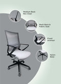 Maurice Office Chair, Fixed Armrest, Nylon Base