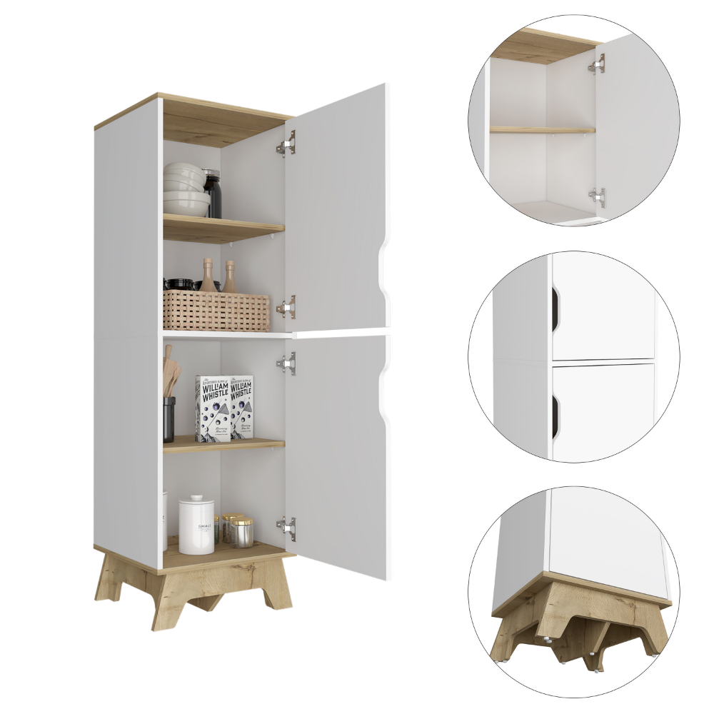 Pamplona Single Kitchen Pantry, Four Shelves, Two Doors