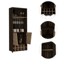 Fraktal Corner Bar Cabinet, Ten Wine Cubbies, Two Shelves, Double Door