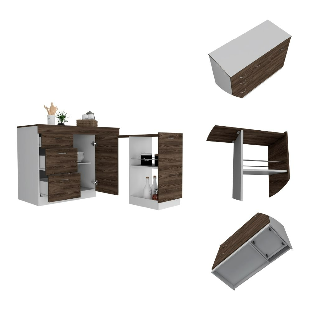 Grecia Kitchen Base Cabinet,Three Drawers, Two Internal Shelves