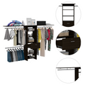 Plego 70"W - 118"W Drawers Closet System, One Drawer,Three Hanging Rods, Five Shelves