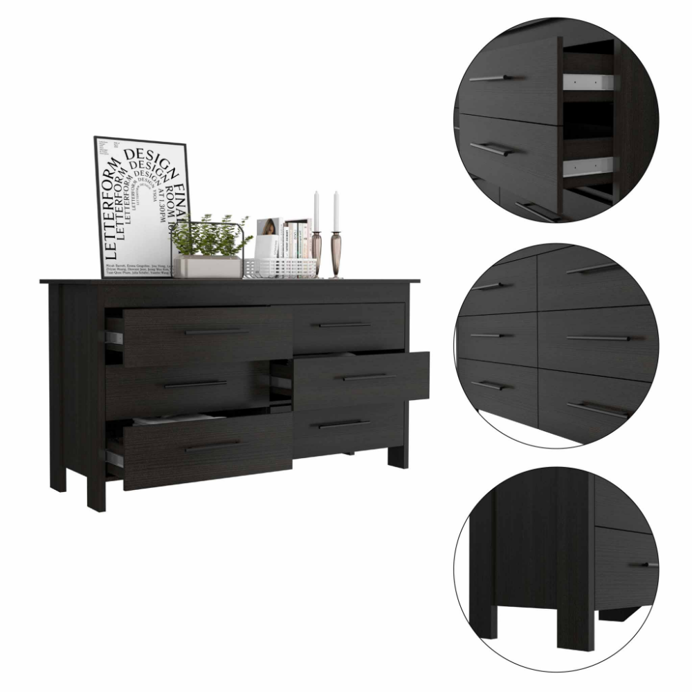 Dresser HMS 6 Drawer Double, Four Legs, Superior Top Dresser HMS 6 Drawer Double, Four Legs, Superior Top