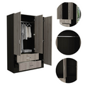 Bolton 120 Mirrored Armoire, Double Door Cabinet, Two Drawers, Single Door With Mirror, Rods