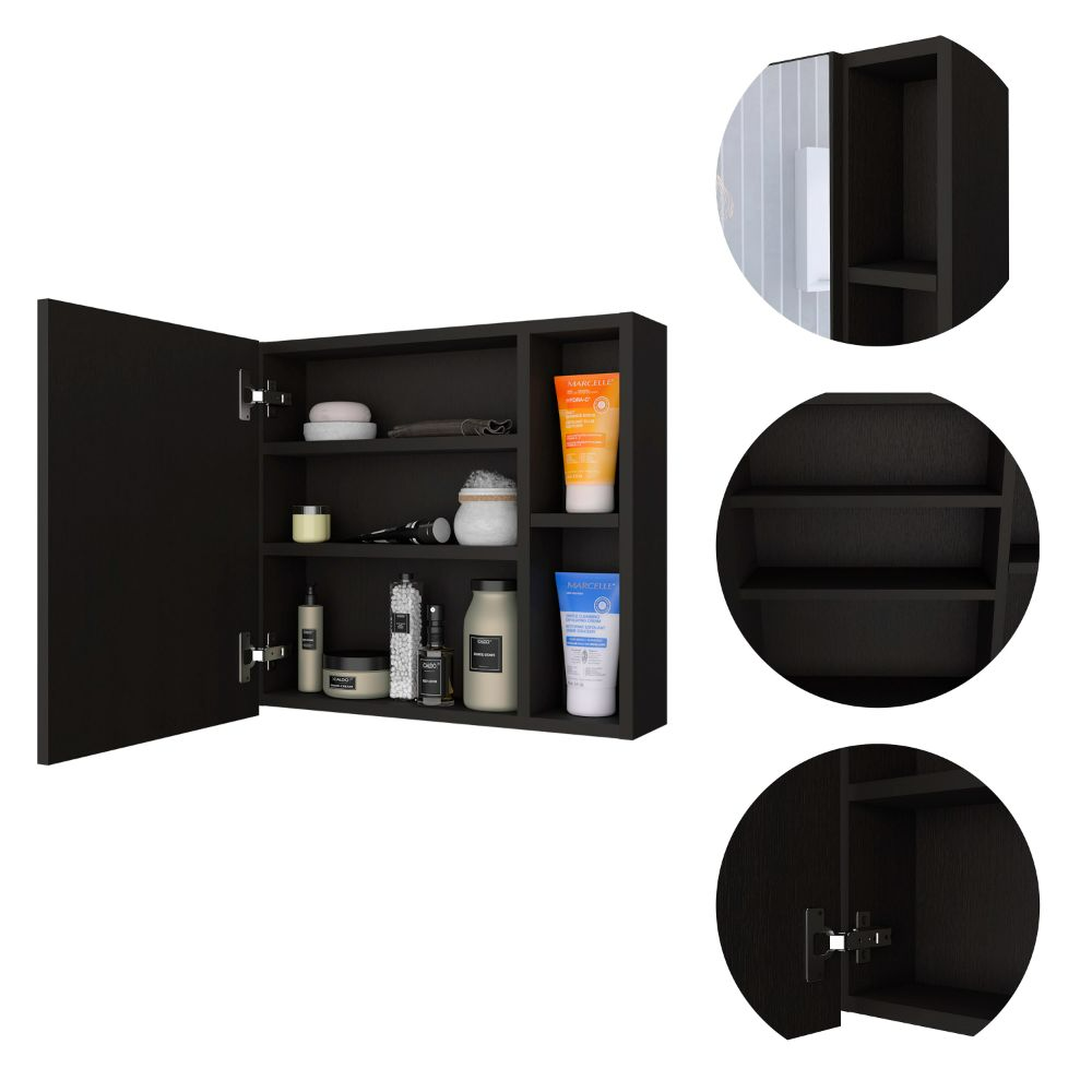 Oman Medicine Cabinet, Three Internal Shelves, Single Door, Two External Shelves